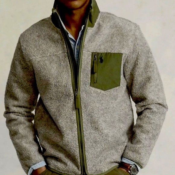 Full size hybrid Polo Ralph Lauren Sherpa fleece jacket - like new. - Picture 1 of 5